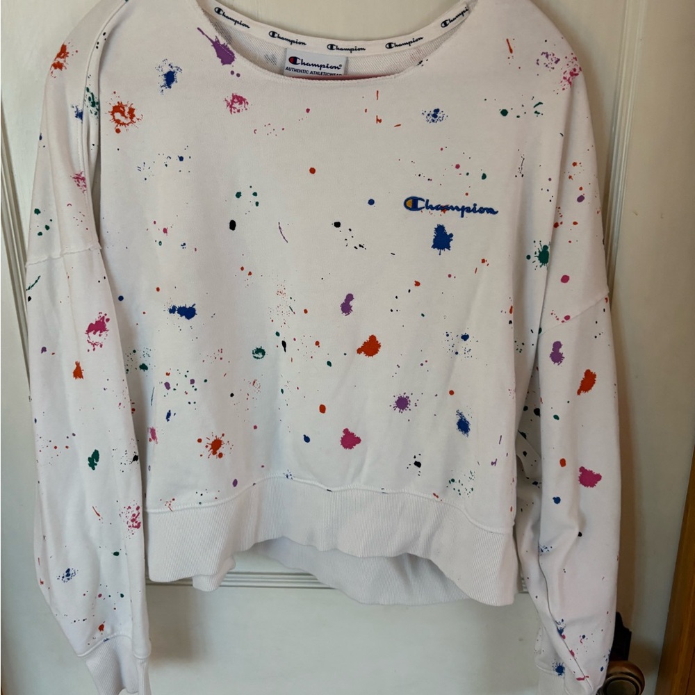 Champion Women's Multicolor Splatter Crew Neck Sweater